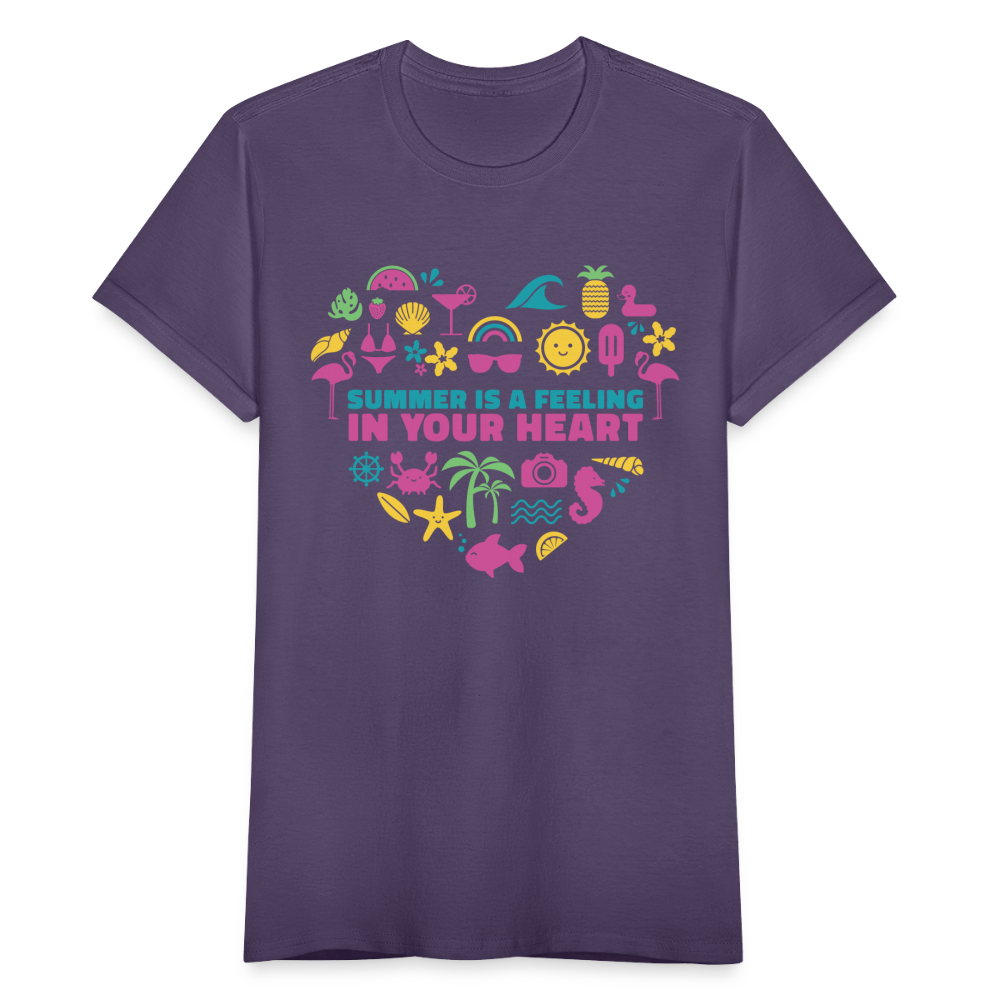 Frauen T-Shirt "Summer is a feeling in your heart" - Dunkellila