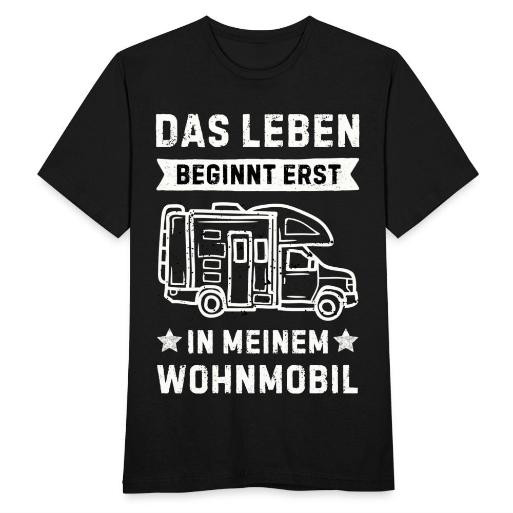 Männer T-Shirt "Das Leben beginnt erst in meinem Wohnmobil" - Schwarz