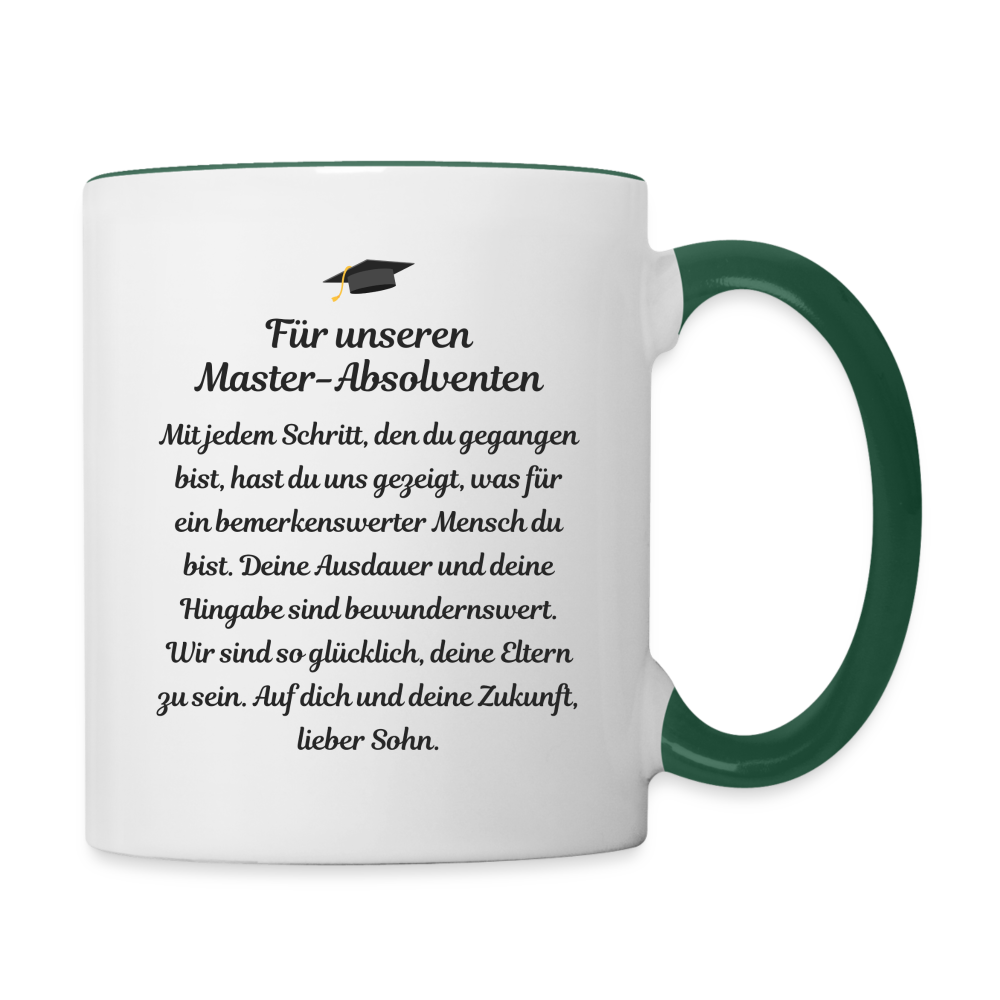 Tasse "Für unseren Master-Absolventen" - Weiß/Dunkelgrün
