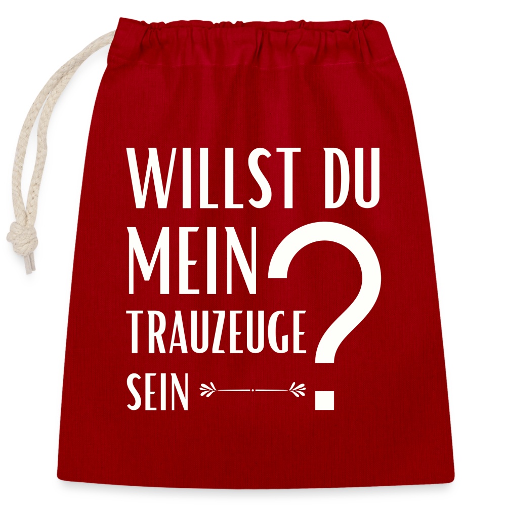 Verschließbarer Geschenkbeutel "Willst du mein Trauzeuge sein?" (Fragezeichen-Motiv) - Rot