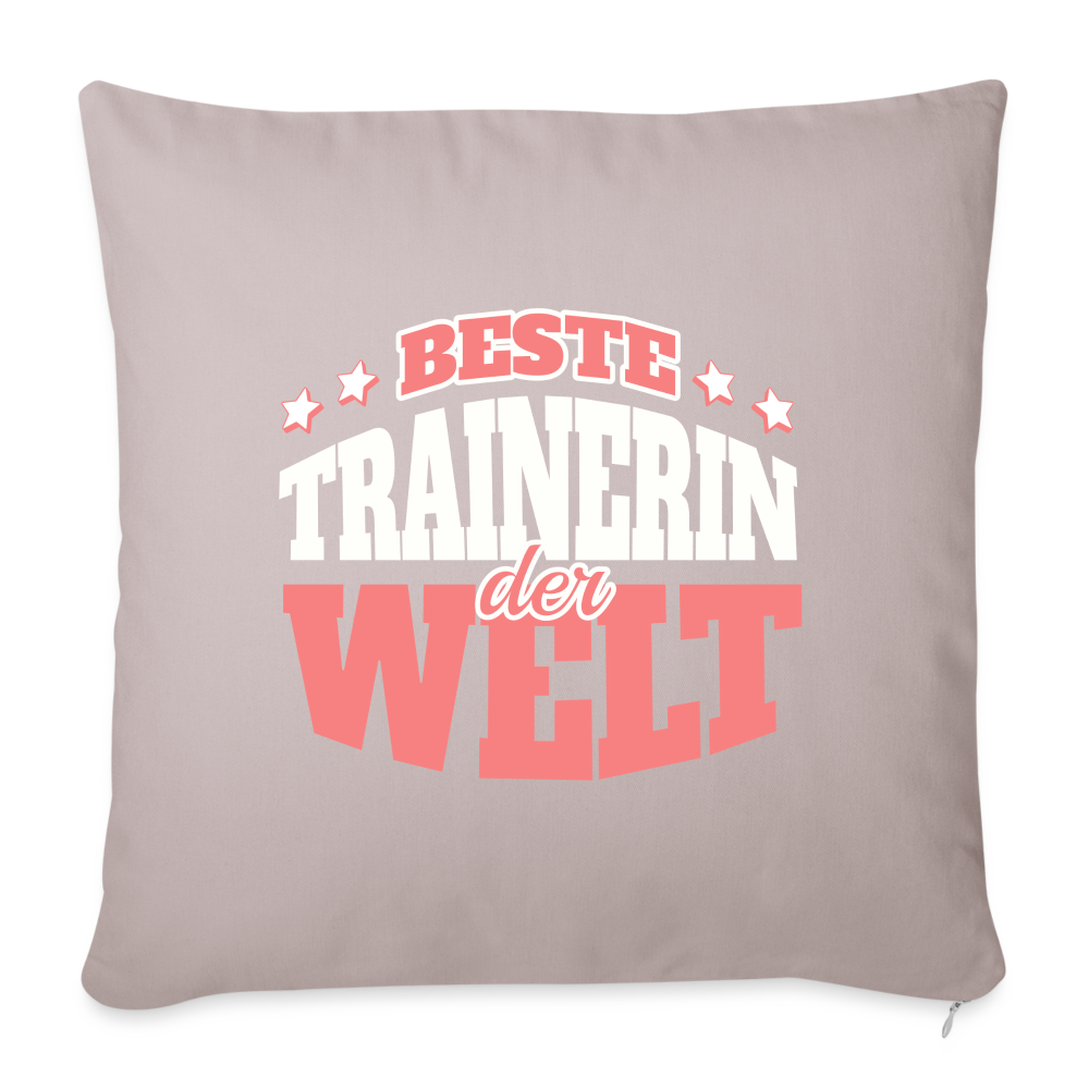 Sofakissen "Beste Trainerin der Welt" - helles Taupe