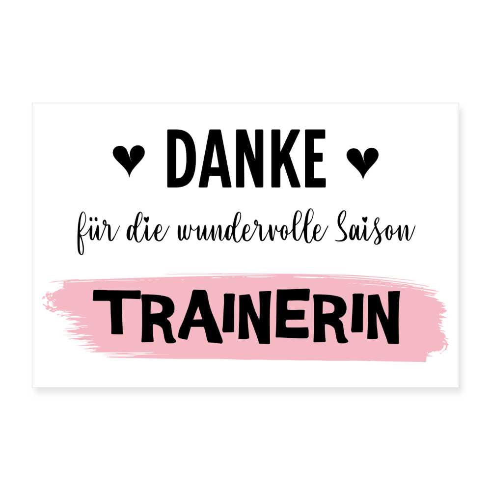 Poster "Danke für die wundervolle Saison Trainerin" (30x20 cm) - weiß