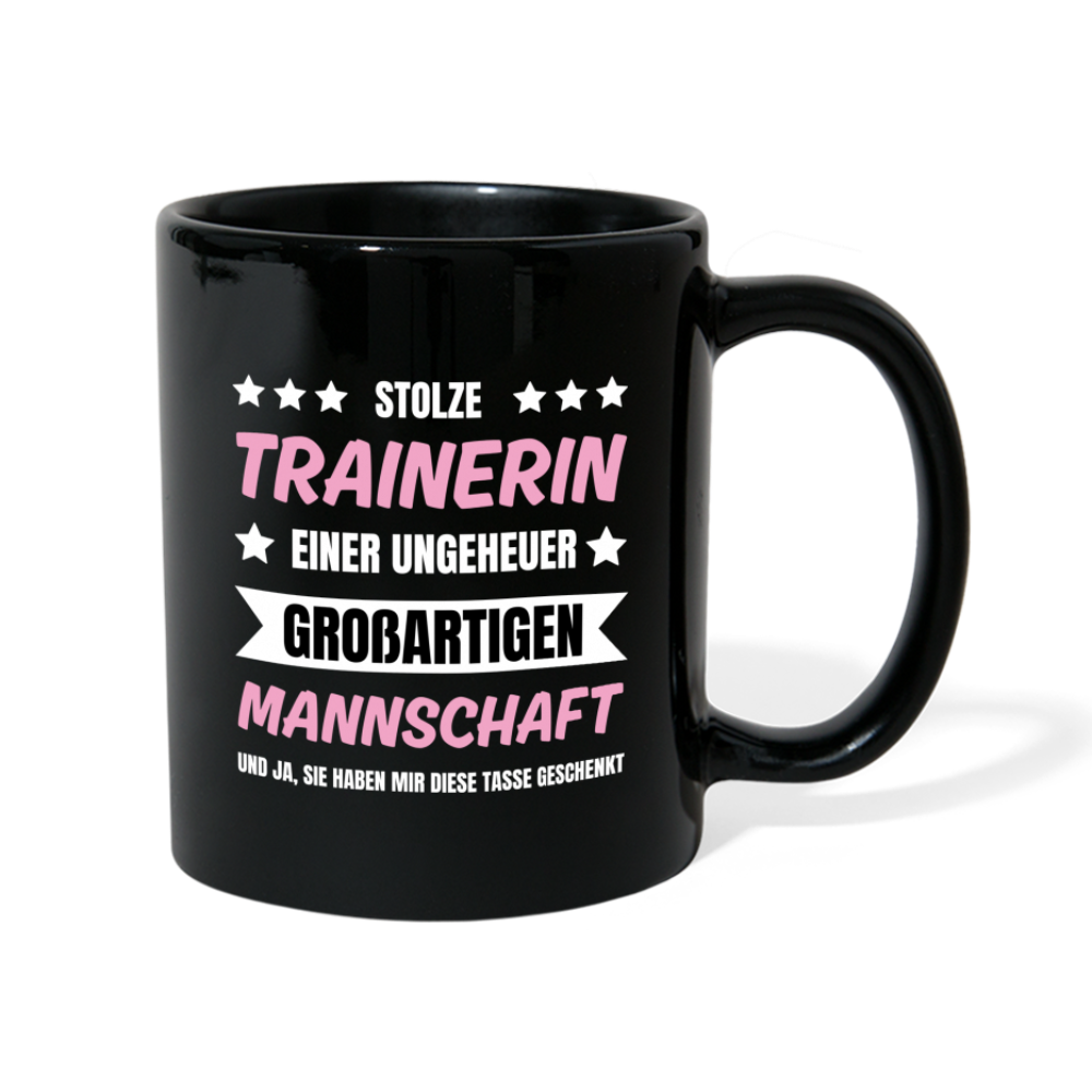 Tasse "Stolze Trainerin einer großartigen Mannschaft" - Schwarz