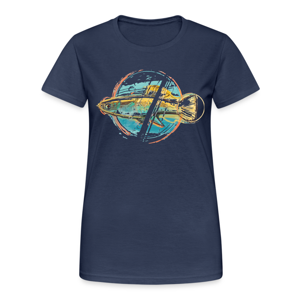 Frauen T-Shirt "Fisch im Wasserfarben-Stil" - Navy