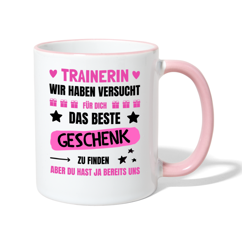 Tasse "Trainerin wir haben versucht für dich das beste Geschenk zu finden" - Weiß/Pink