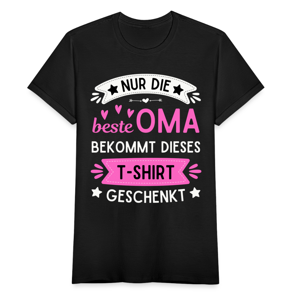 Frauen T-Shirt "Nur die beste Oma bekommt dieses T-Shirt geschenkt" - Schwarz