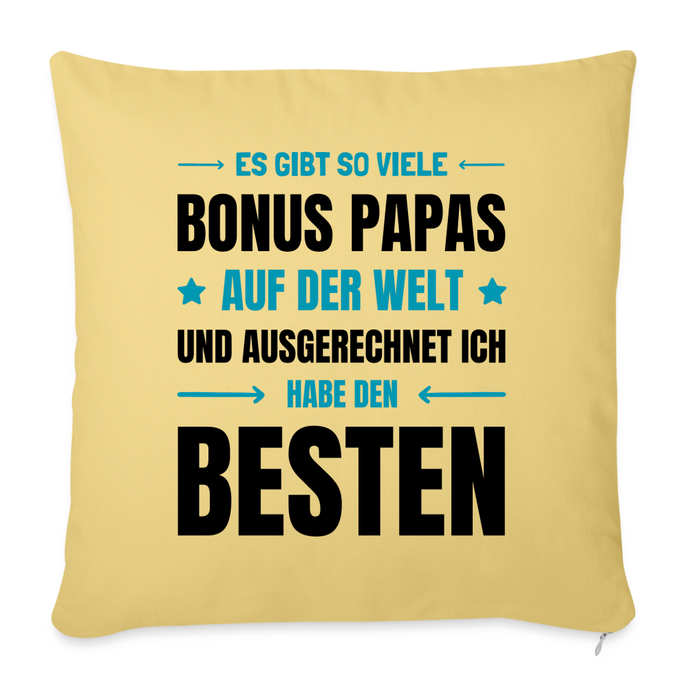 Sofakissen mit Füllung "Es gibt so viele Bonus Papas auf der Welt und ausgerechnet ich habe den besten" - Hellgelb