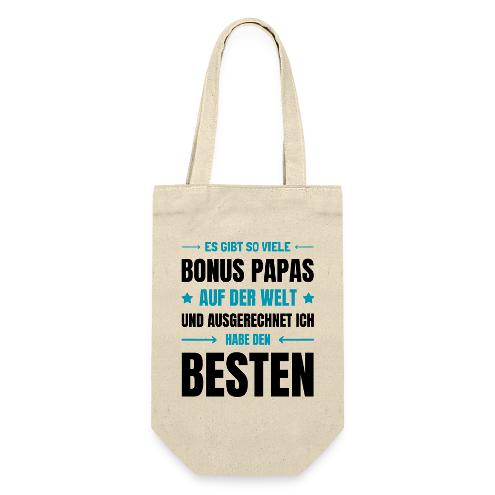 Geschenkbeutel für Flaschen "Es gibt so viele Bonus Papas auf der Welt und ausgerechnet ich habe den besten" - Natur