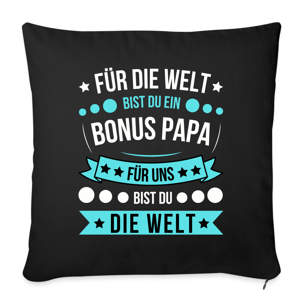 Sofakissen mit Füllung Für die Welt bist du ein Bonus Papa, für uns bist du die Welt" - Schwarz