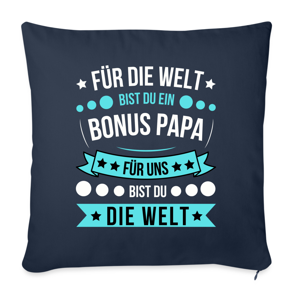 Sofakissen mit Füllung Für die Welt bist du ein Bonus Papa, für uns bist du die Welt" - Navy
