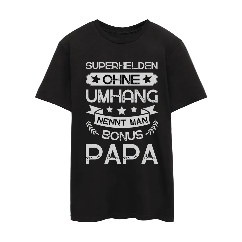 Männer T-Shirt "Superhelden ohne Umhang nennt man Bonus Papa" - Schwarz