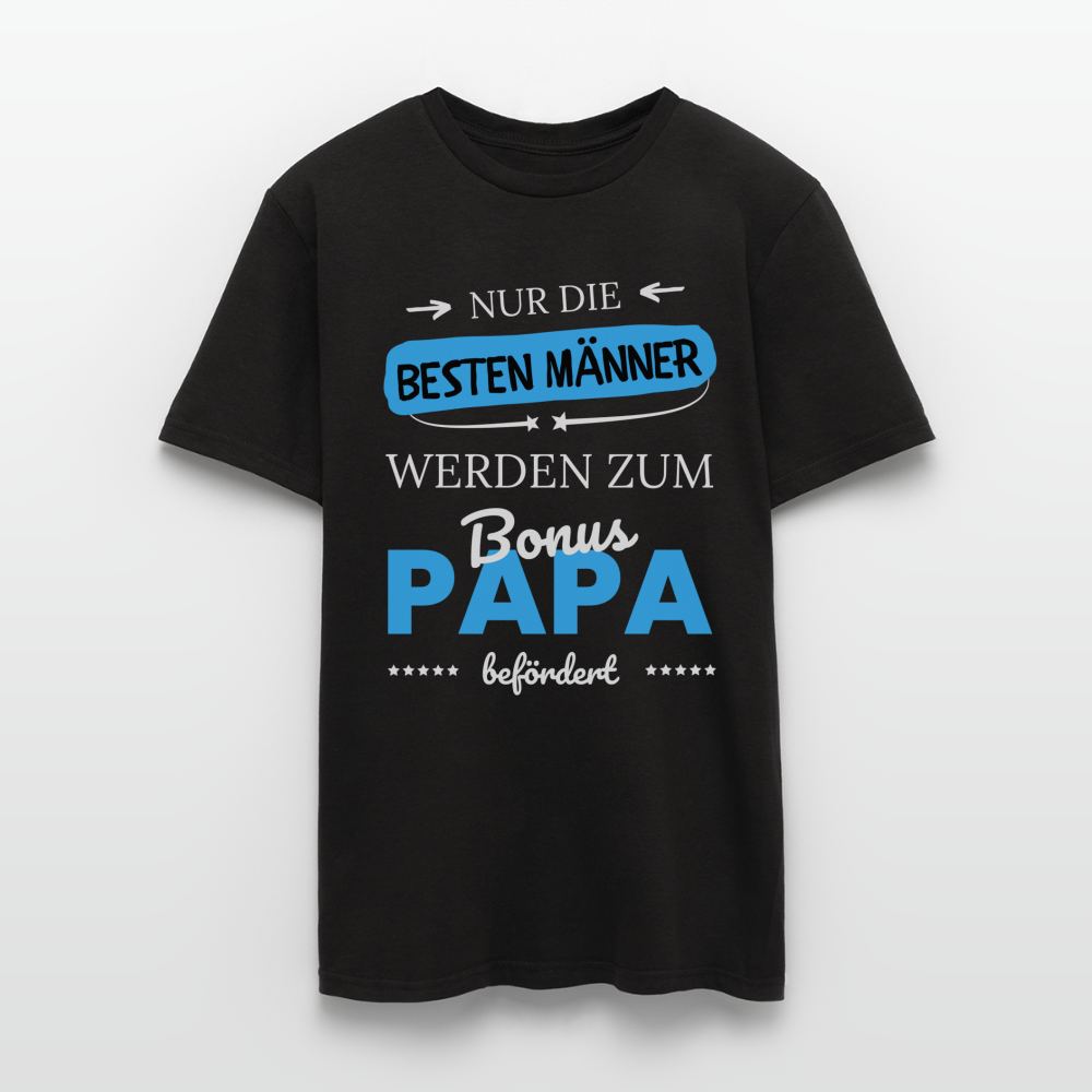 Männer T-Shirt "Nur die besten Männer werden zum Bonus Papa befördert" - Schwarz