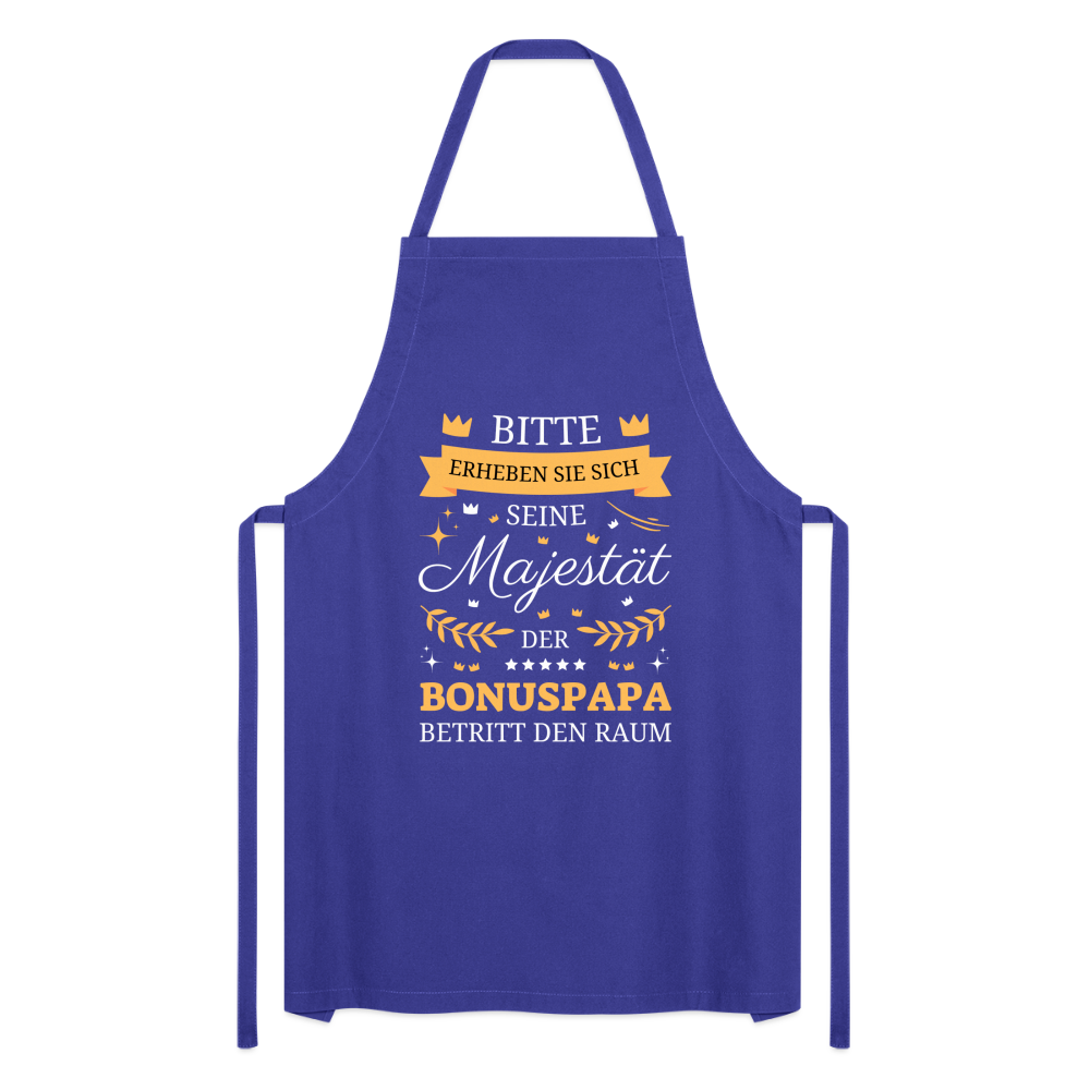 Kochschürze "Seine Majestät der Bonuspapa betritt den Raum" - Royalblau