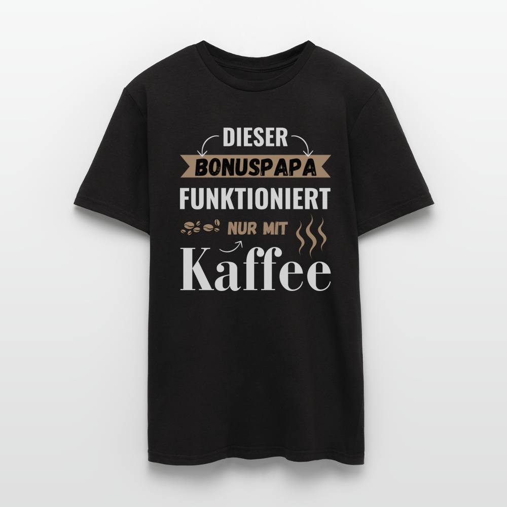 Männer T-Shirt "Dieser Bonuspapa funktioniert nur mit Kaffee" - Schwarz
