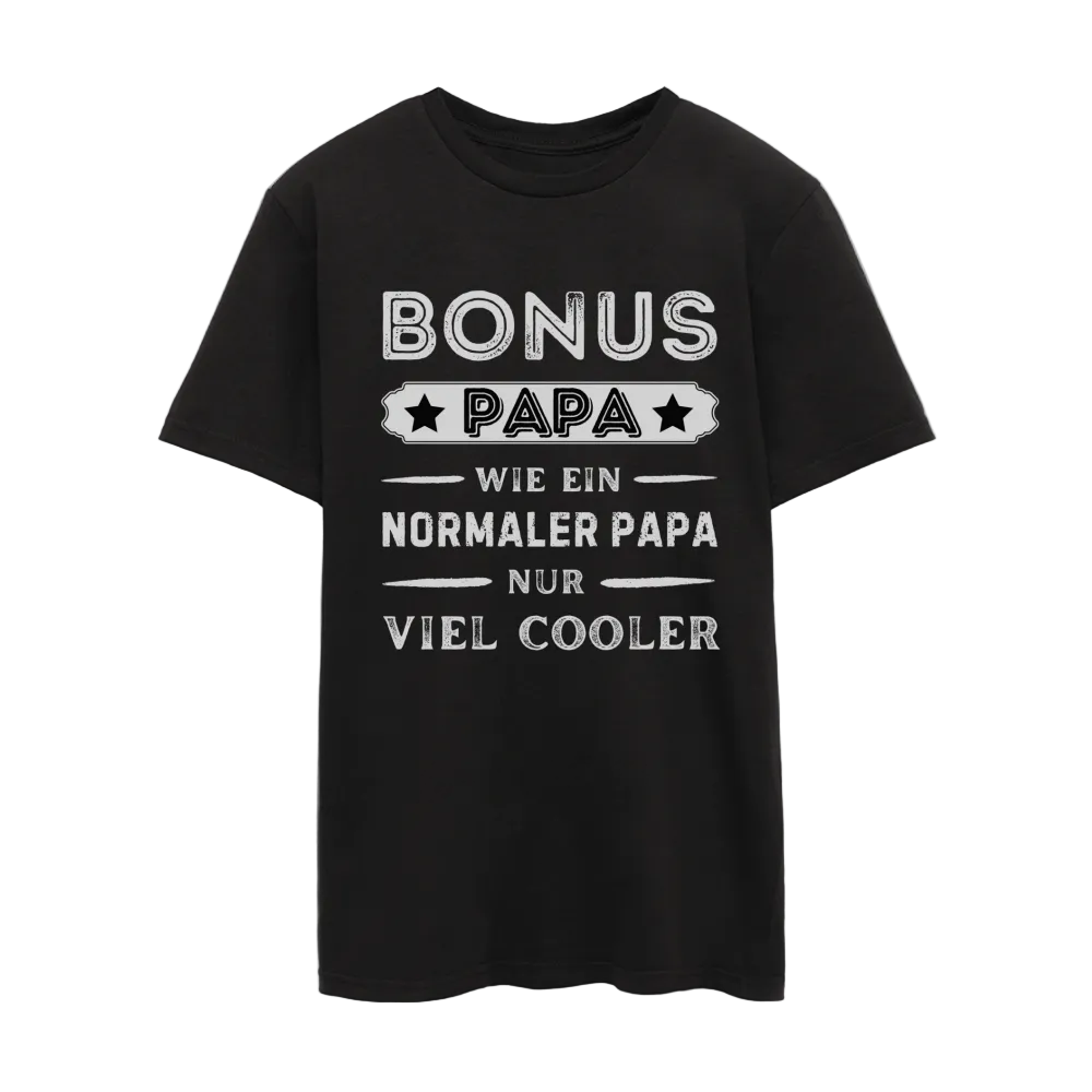 Männer T-Shirt "Bonus Papa - wie ein normaler Papa, nur viel cooler" - Schwarz