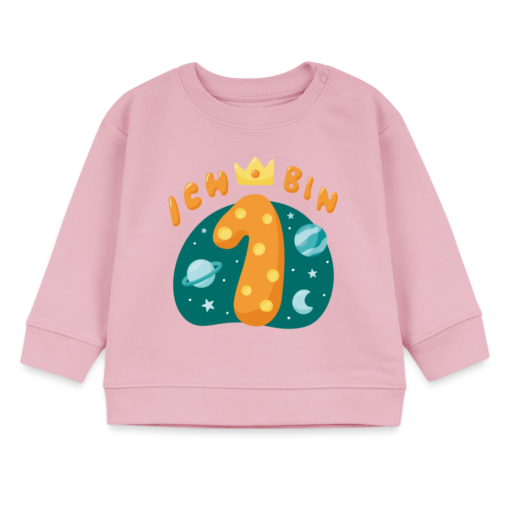 Geburtstagspullover "Ich bin 1" (Weltraum-Motiv) - Hellrosa