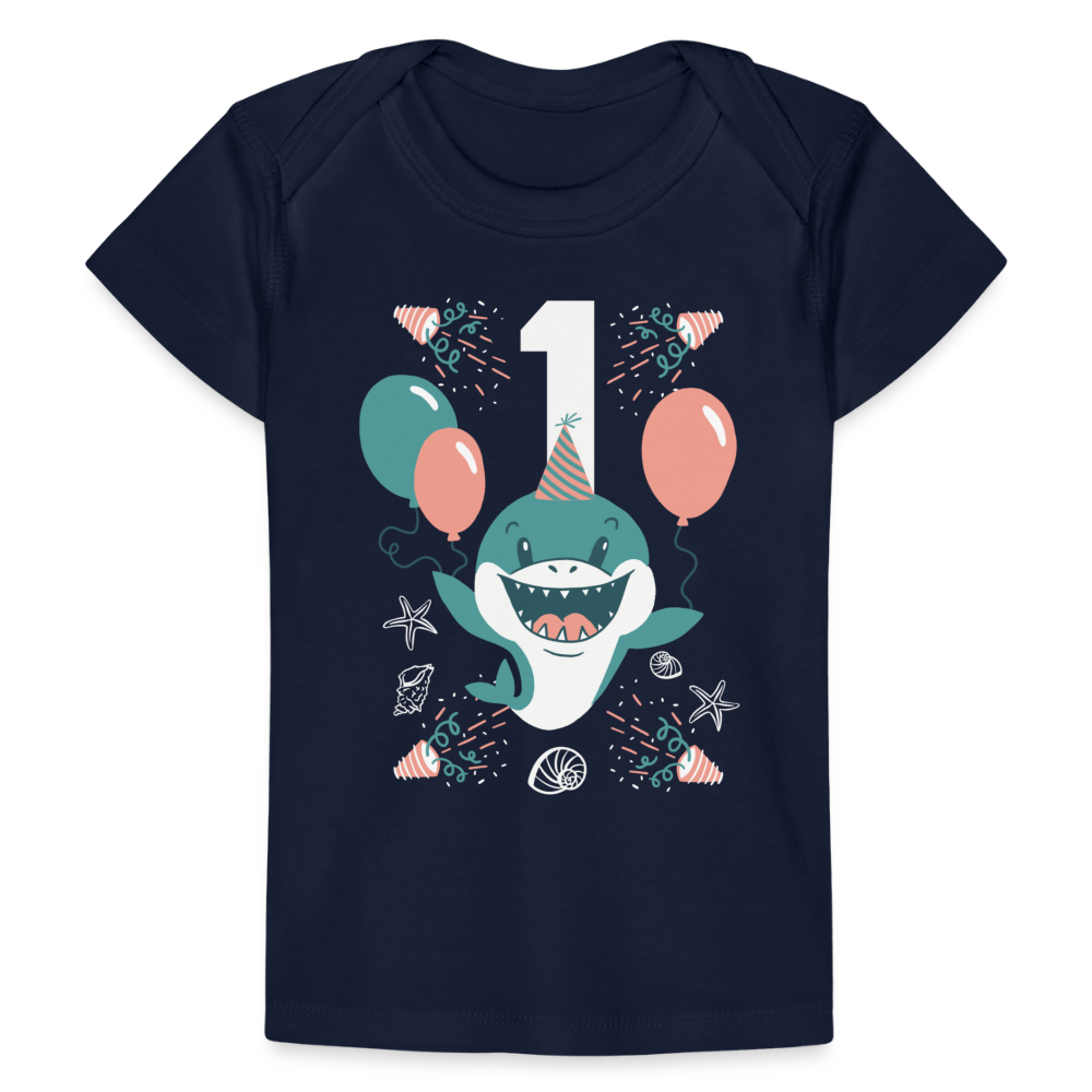 Baby Bio-T-Shirt "Erster Geburtstag" (Hai) - Dunkelnavy