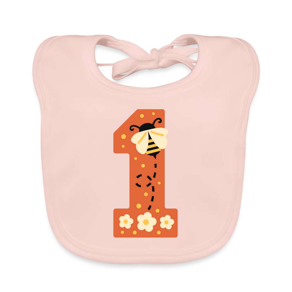 Baby Bio-Lätzchen "1. Geburtstag" (Niedliche Biene) - Rose