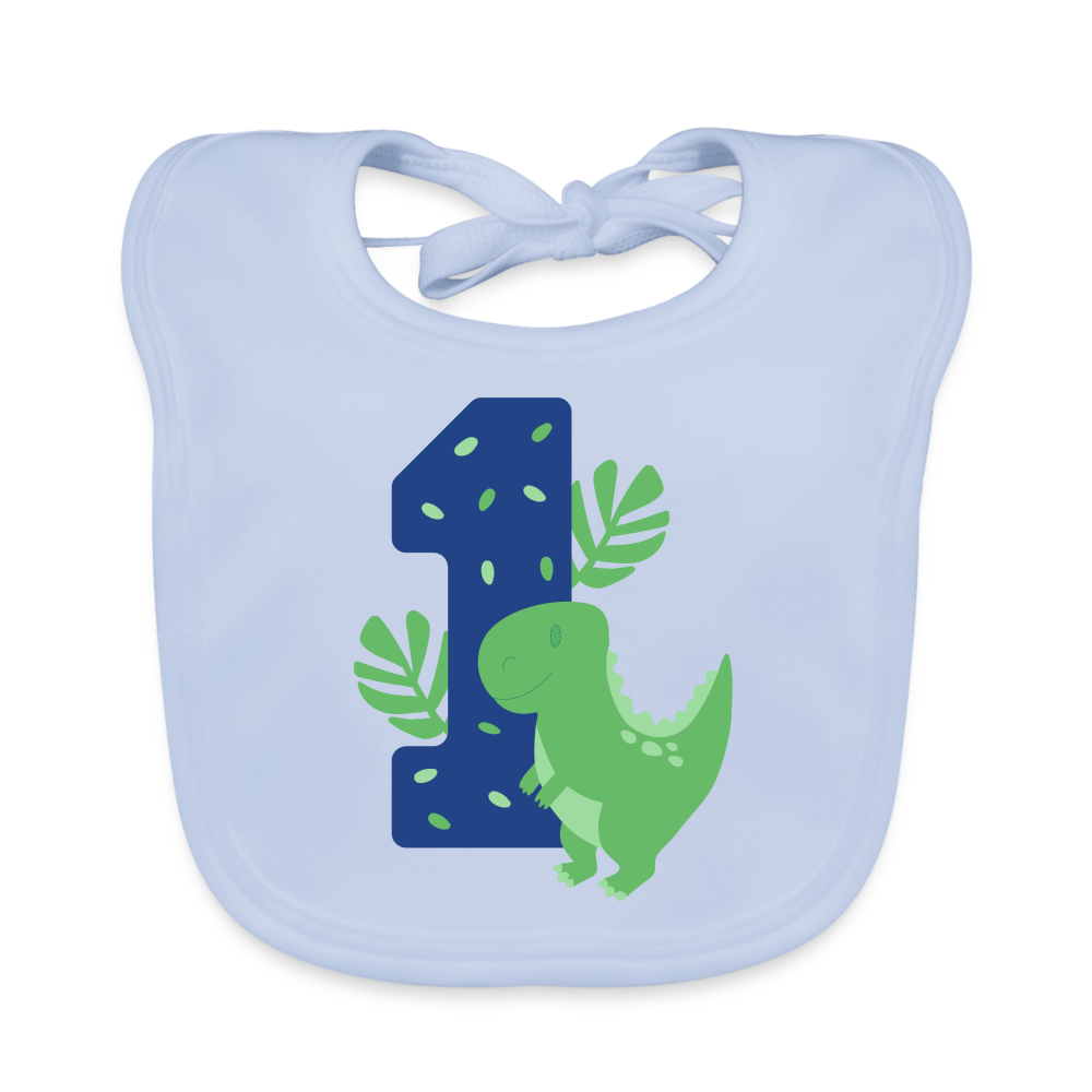 Baby Bio-Lätzchen "Dinosaurier mit der Eins" - sky Blue