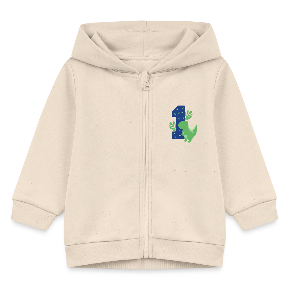 Strickjacke "Dinosaurier mit der Eins" - Naturweiß
