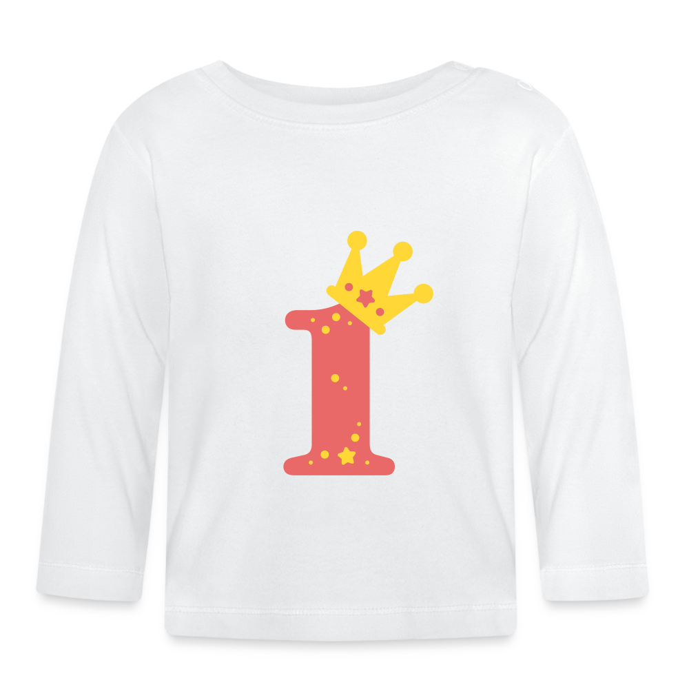 Baby Langarmshirt "Rosa 1 mit Krone" - Weiß