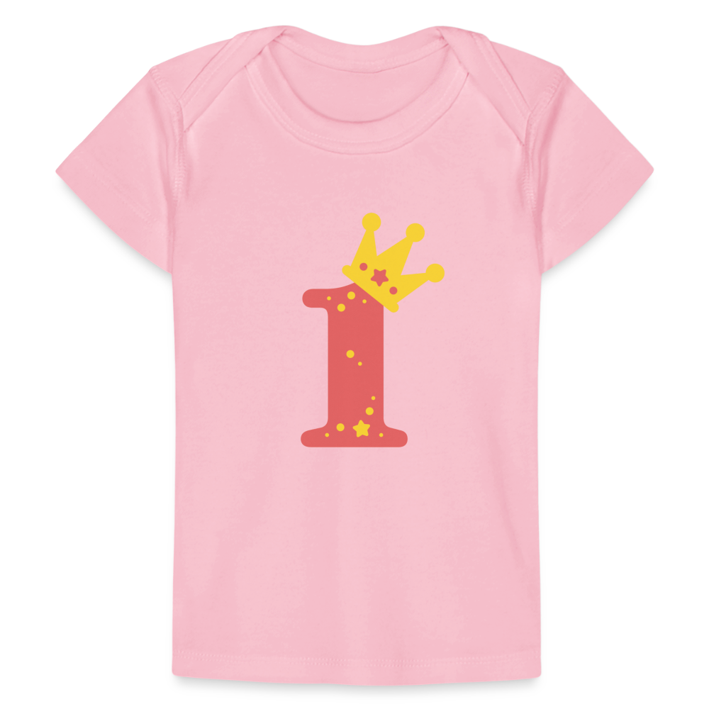 Baby Bio-T-Shirt "Rosa 1 mit Krone" - Hellrosa