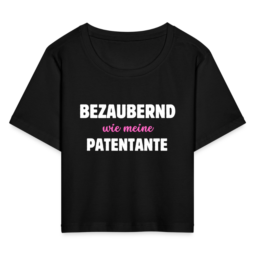 Cropped T-Shirt "Bezaubernd wie meine Patentante" - Schwarz