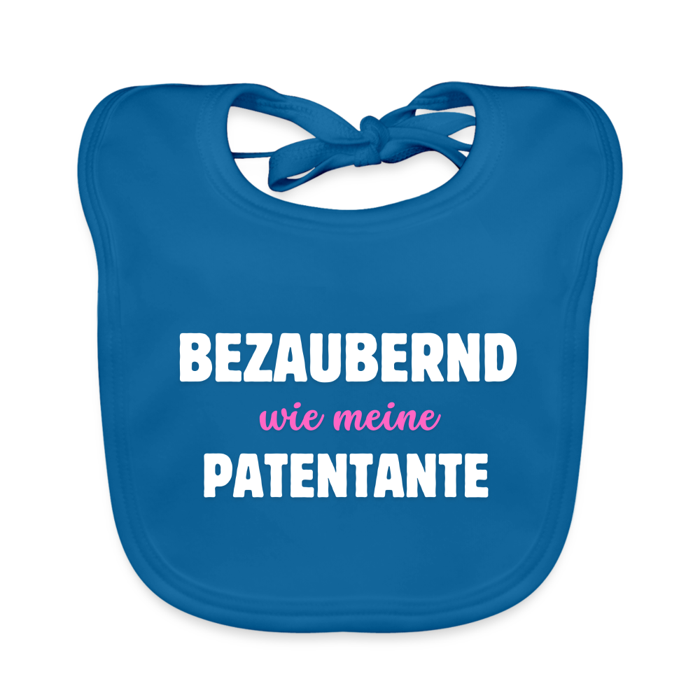 Baby Bio-Lätzchen "Bezaubernd wie meine Patentante" - Pfauenblau