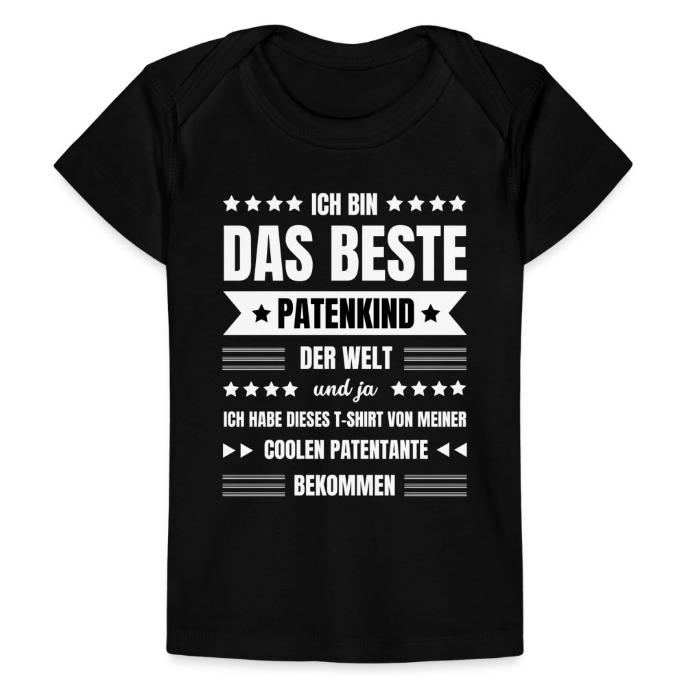 Baby Bio-T-Shirt "Ich bin das beste Patenkind der Welt" (von Patentante) - Schwarz
