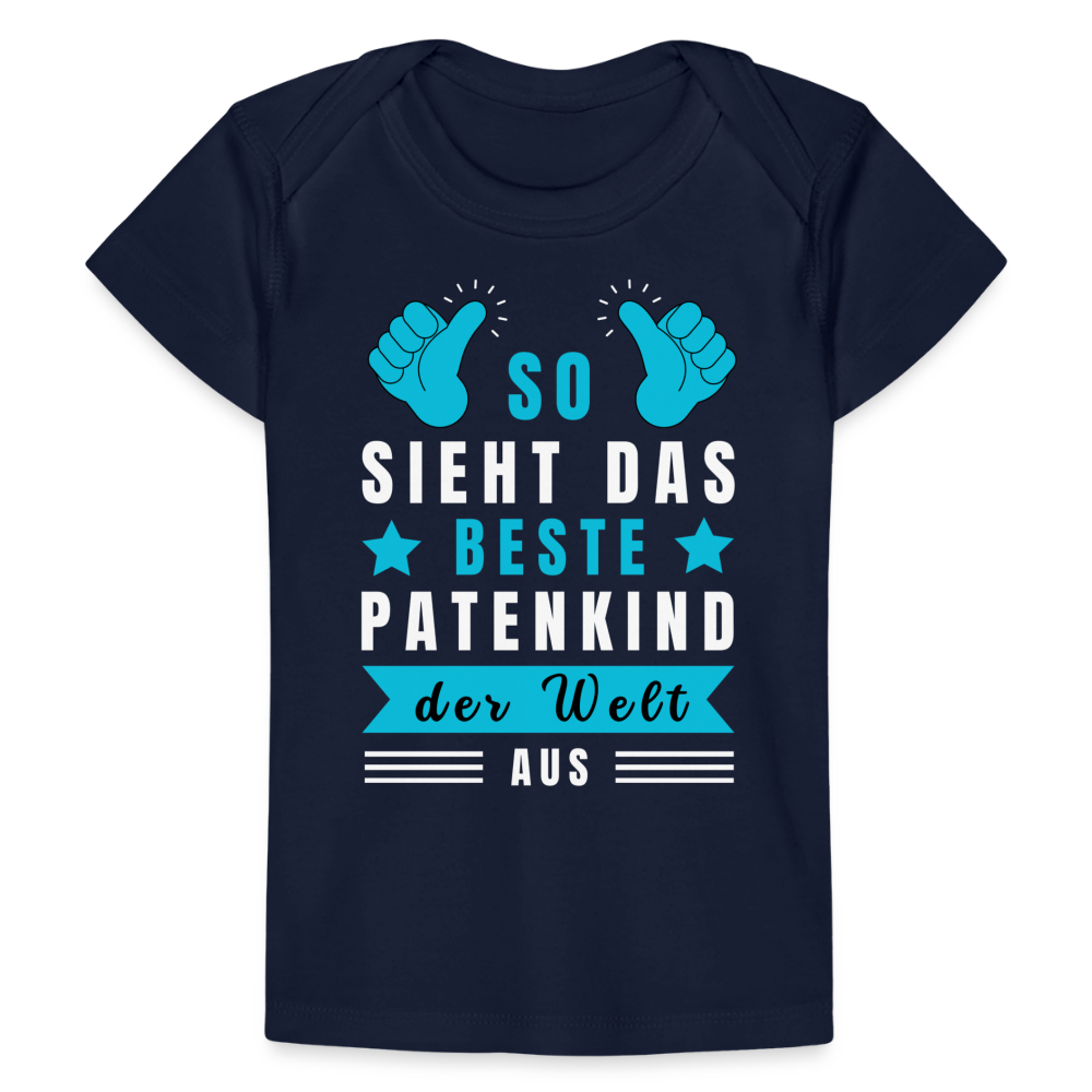 Baby Bio-T-Shirt "So sieht das beste Patenkind der Welt aus" (Blaues Motiv) - Dunkelnavy