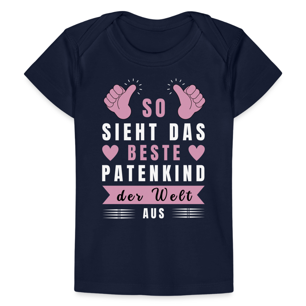 Baby Bio-T-Shirt "So sieht das beste Patenkind der Welt aus" (Pinkes Motiv) - Dunkelnavy