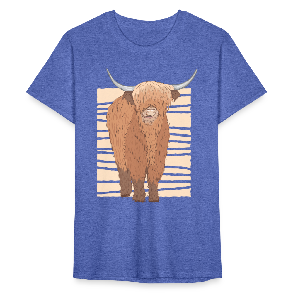 Männer T-Shirt "Schottisches Hochlandrind" - Blau meliert