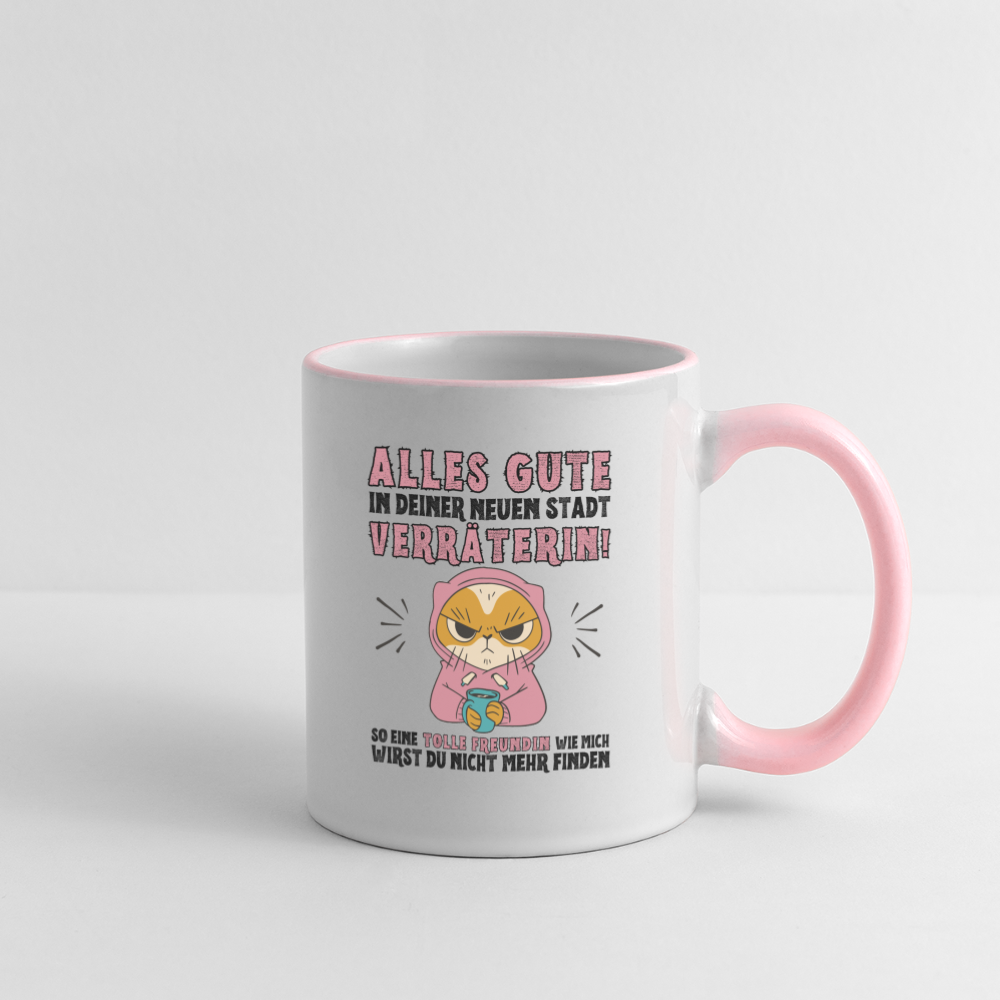 Tasse "Abschiedsgeschenk, wenn die Freundin wegzieht" - Weiß/Pink