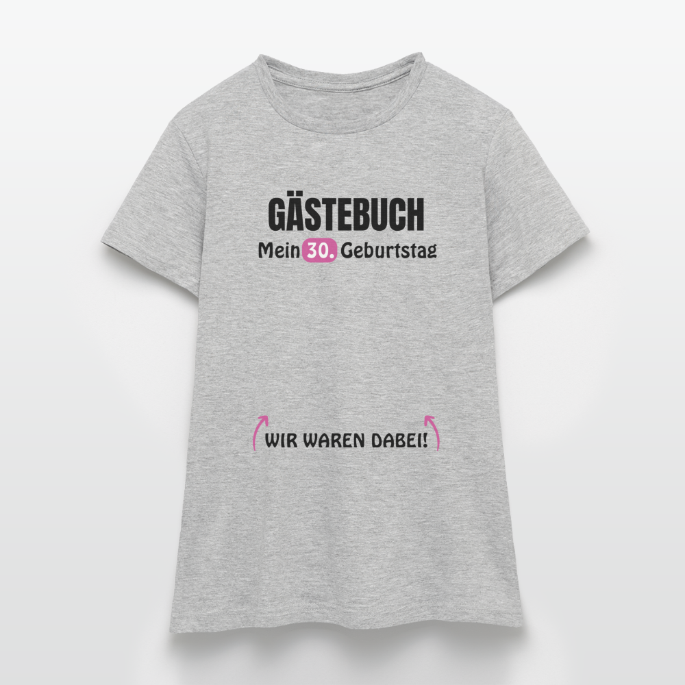 Gästebuch T-Shirt "30. Geburtstag" für Frauen - Grau meliert
