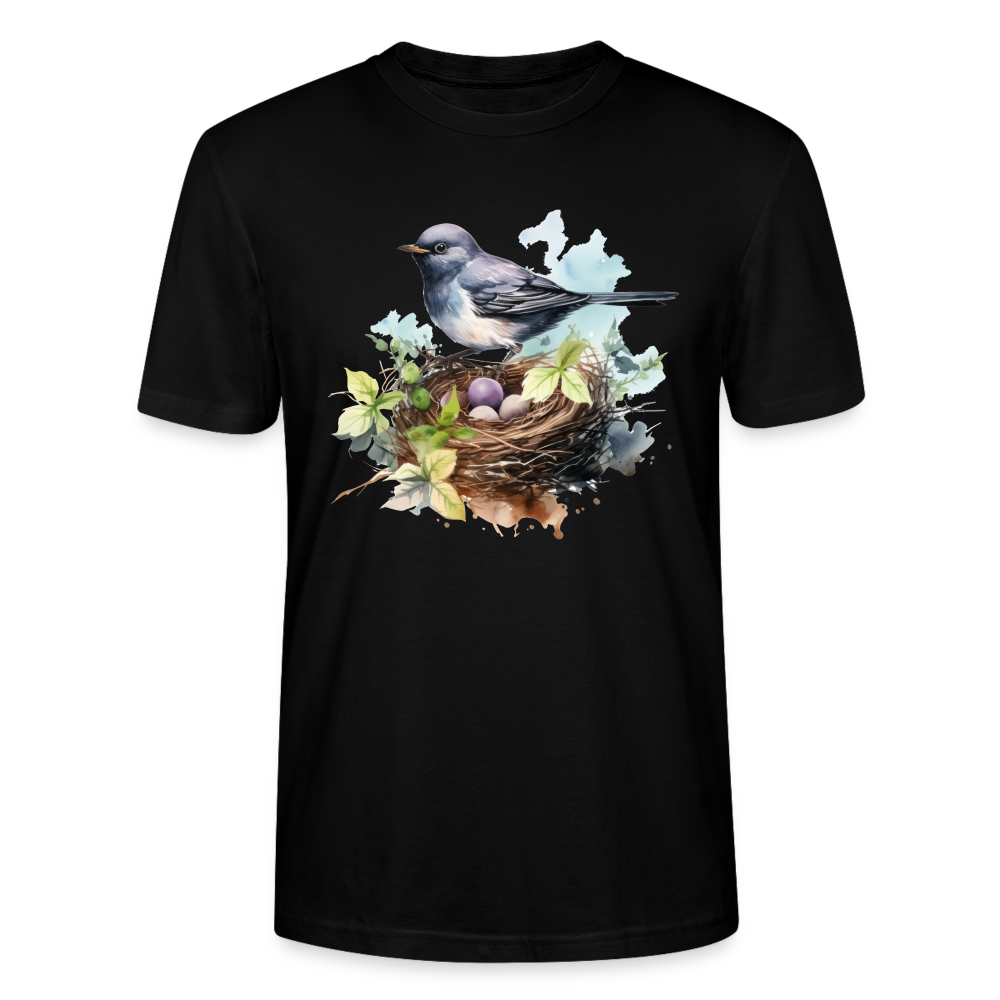 Frauen Bio-T-Shirt "Vogel mit Nest" - Schwarz