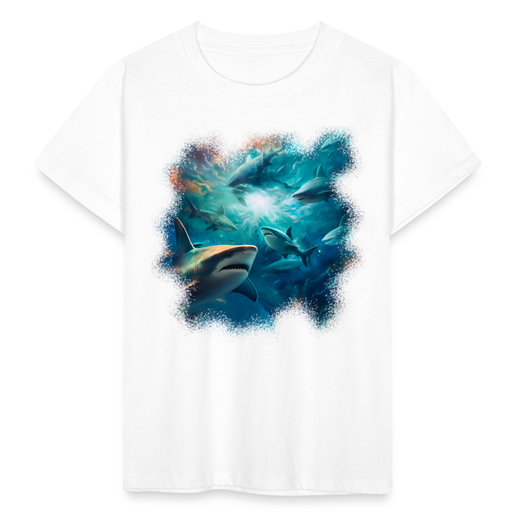 Kinder T-Shirt "Haie im Ozean" - Weiß