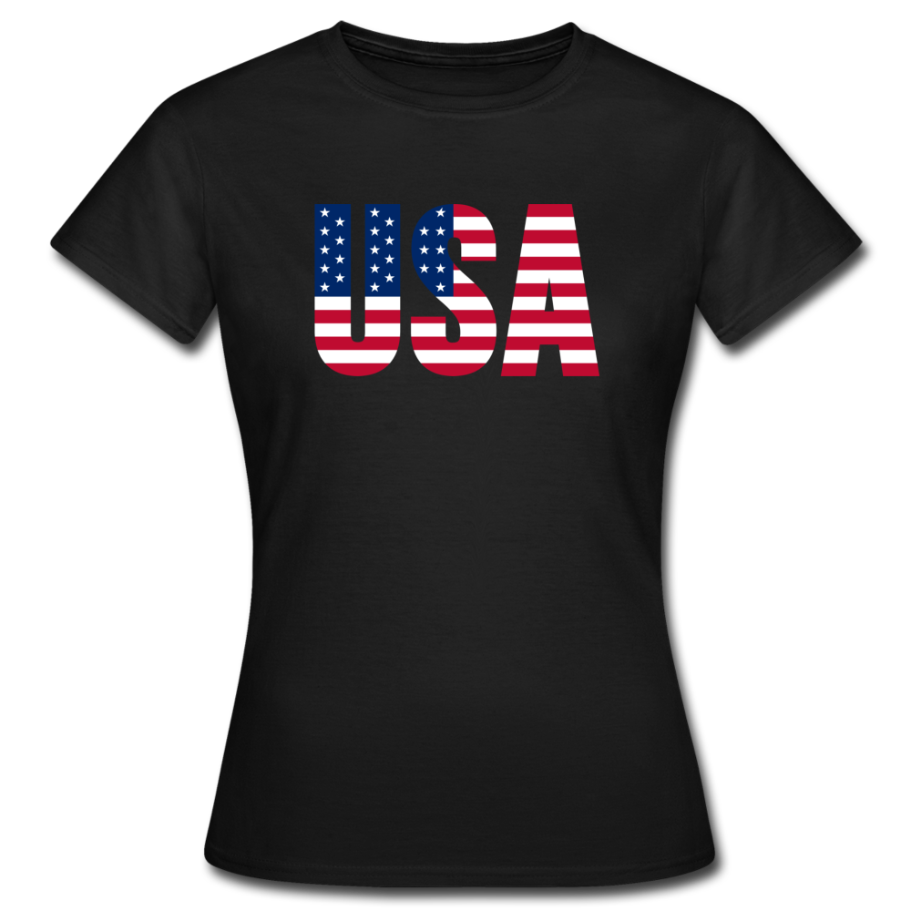 Frauen T-Shirt "USA Schriftzug" - Schwarz