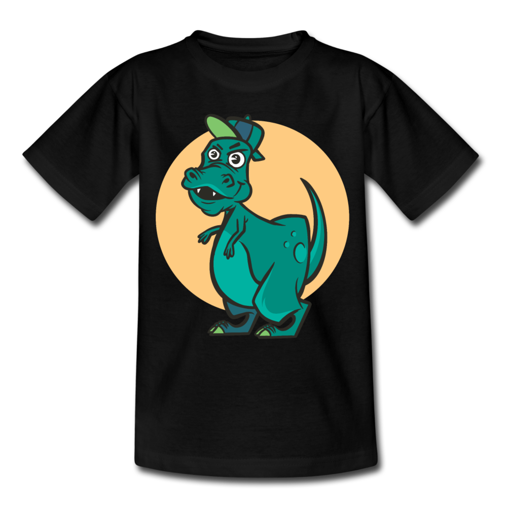 Kinder T-Shirt "Dinosaurier mit Cappy" - Schwarz