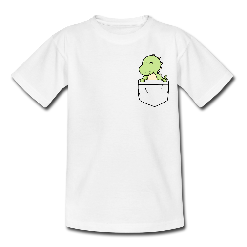 Kinder T-Shirt "Dinosaurier in Brusttaschen-Optik" - Weiß