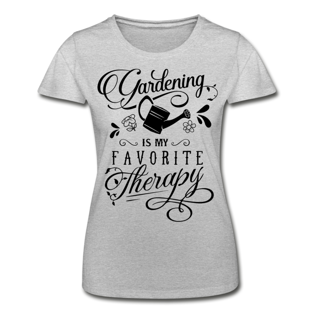 Frauen T-Shirt "Gardening is my favorite therapy" - Grau meliert