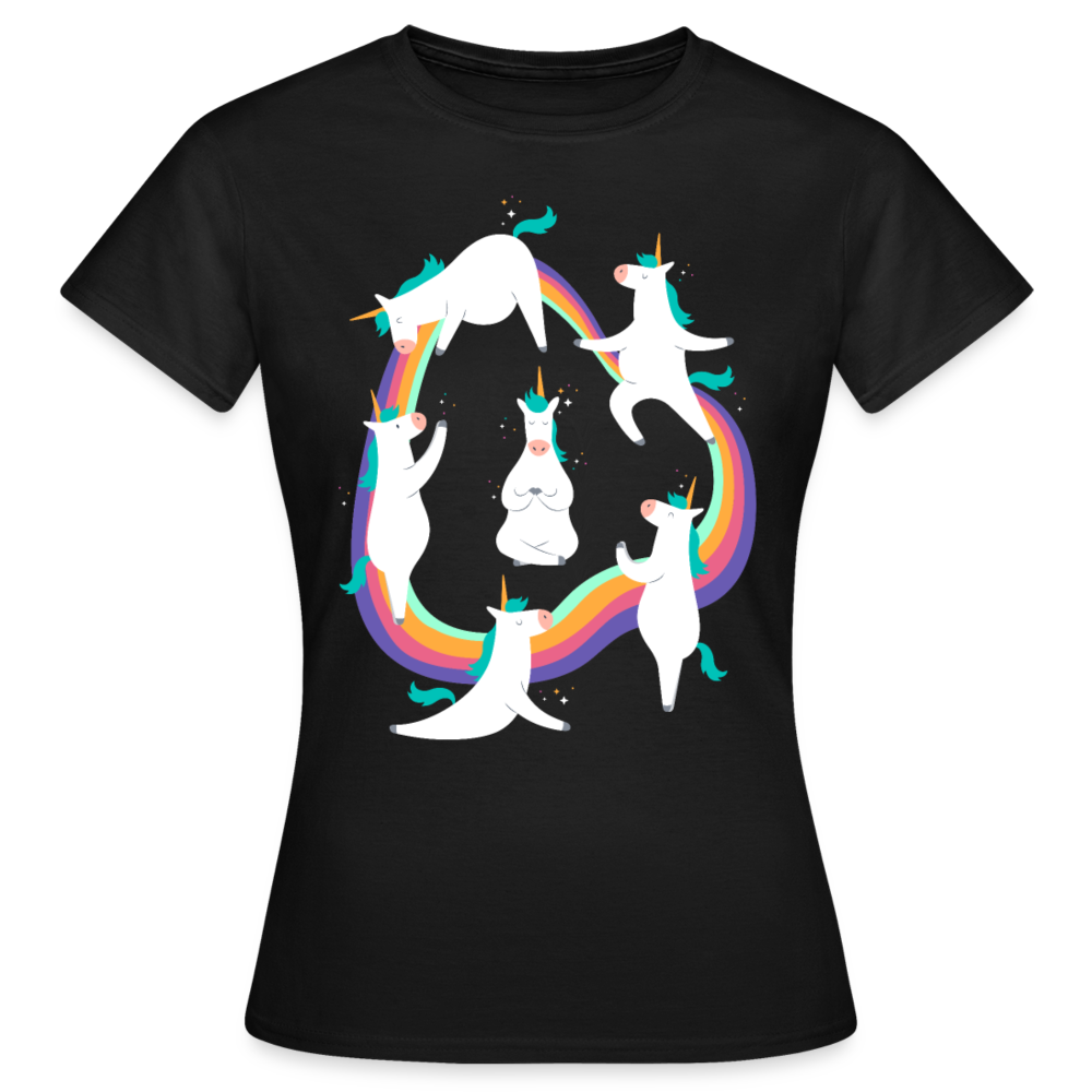 Frauen T-Shirt "Einhorn macht Yoga" - Schwarz