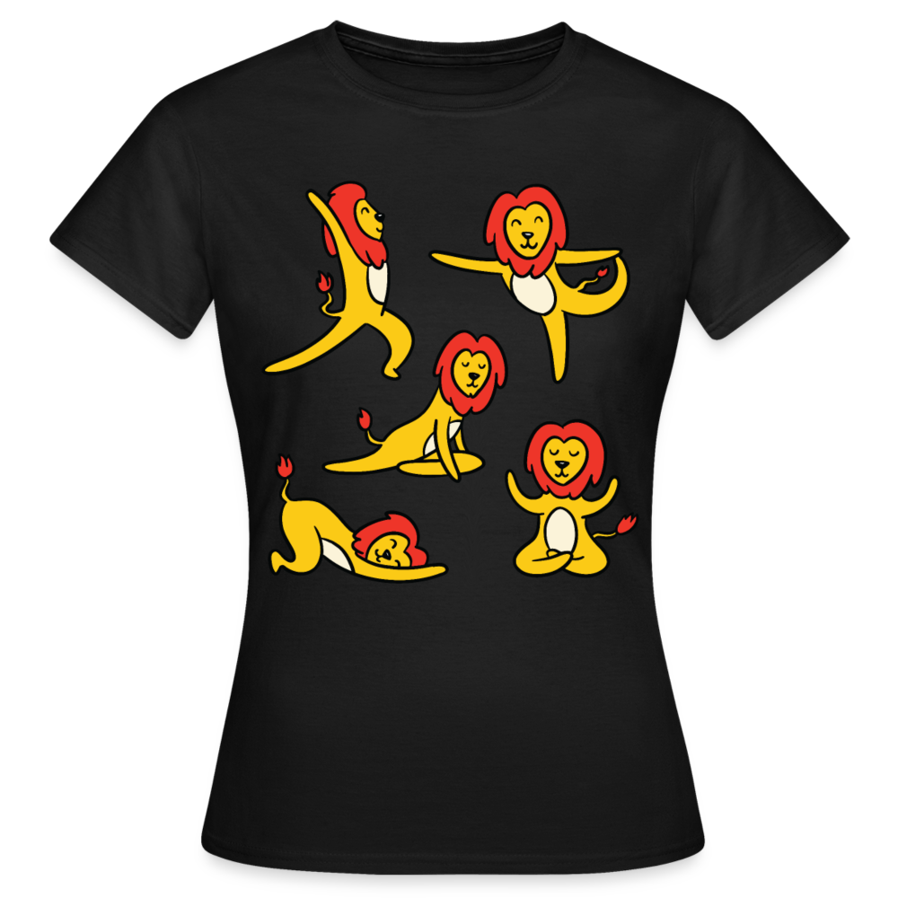 Frauen T-Shirt "Löwe macht Yoga" - Schwarz