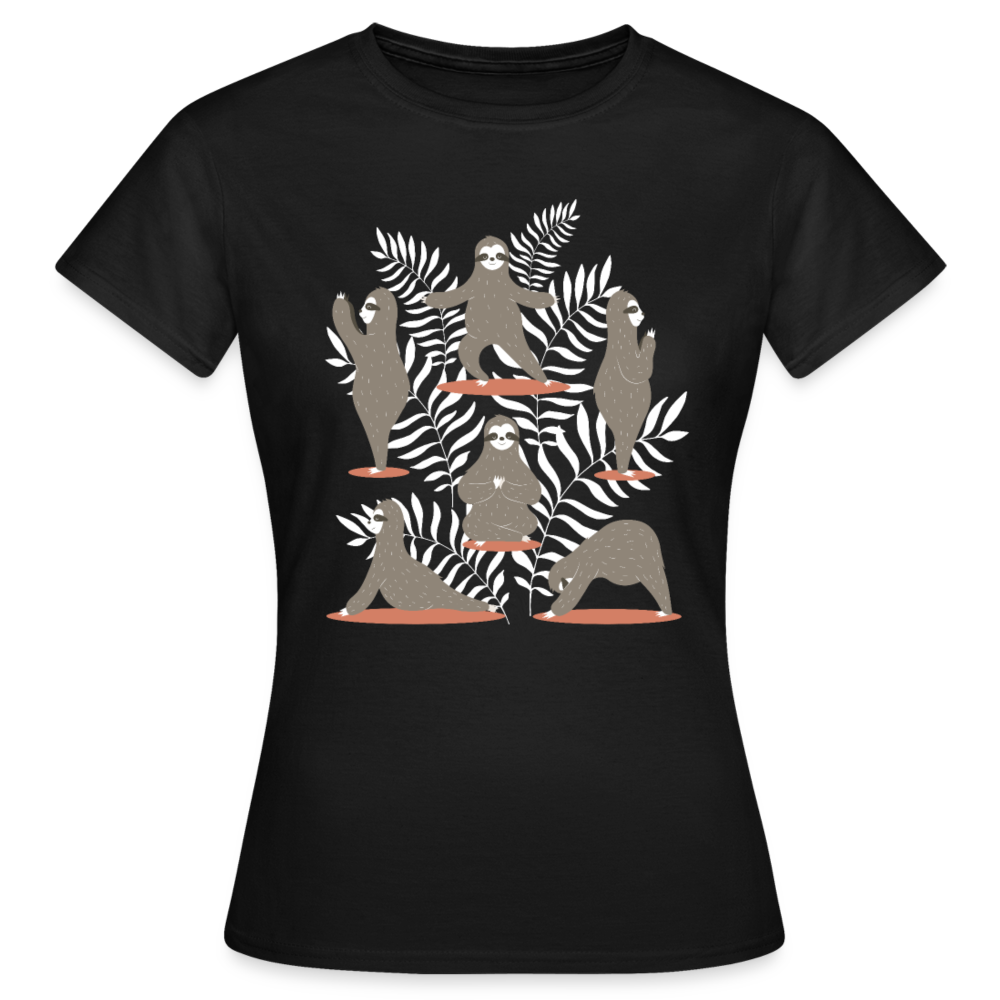 Frauen T-Shirt "Yoga Faultiere" - Schwarz