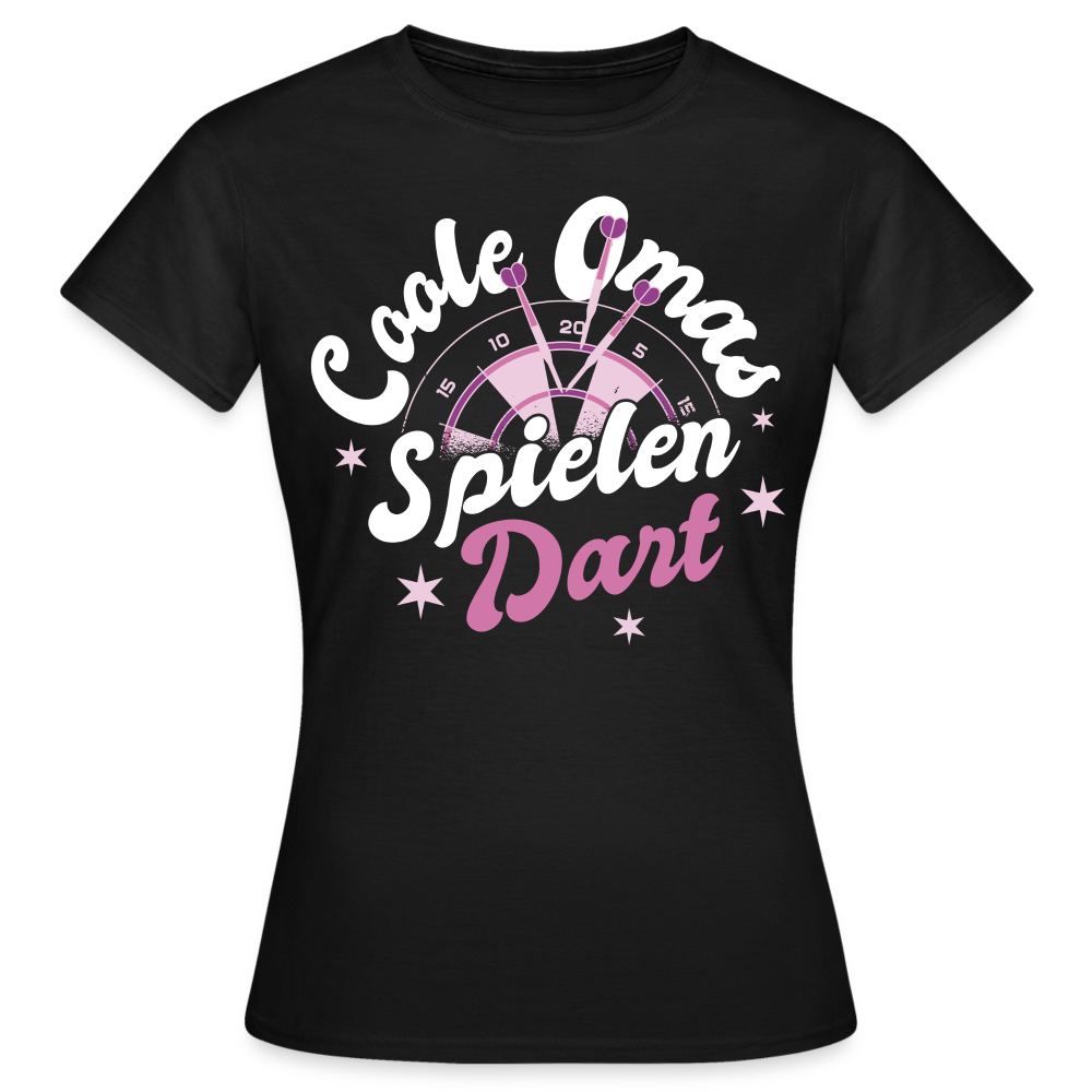 Frauen T-Shirt "Coole Omas spielen Dart" - Schwarz
