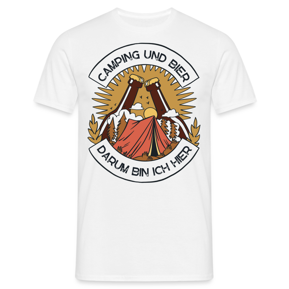 Männer T-Shirt "Camping und Bier" - weiß