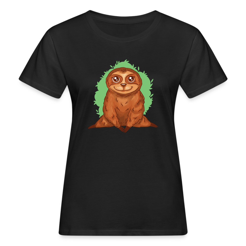 Frauen Bio T-Shirt "Sitzendes Faultier" - Schwarz