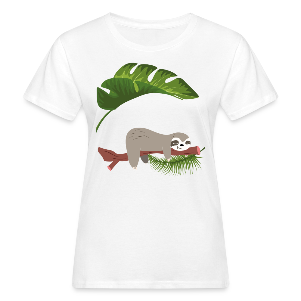Frauen Bio T-Shirt "Gemütliches Faultier" - weiß