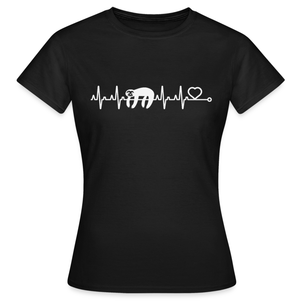 Frauen T-Shirt "Faultier Herzschlag" - Schwarz