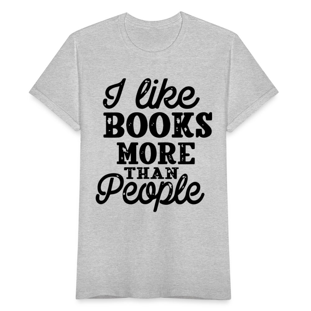 Frauen T-Shirt "I like books more than people" - Grau meliert