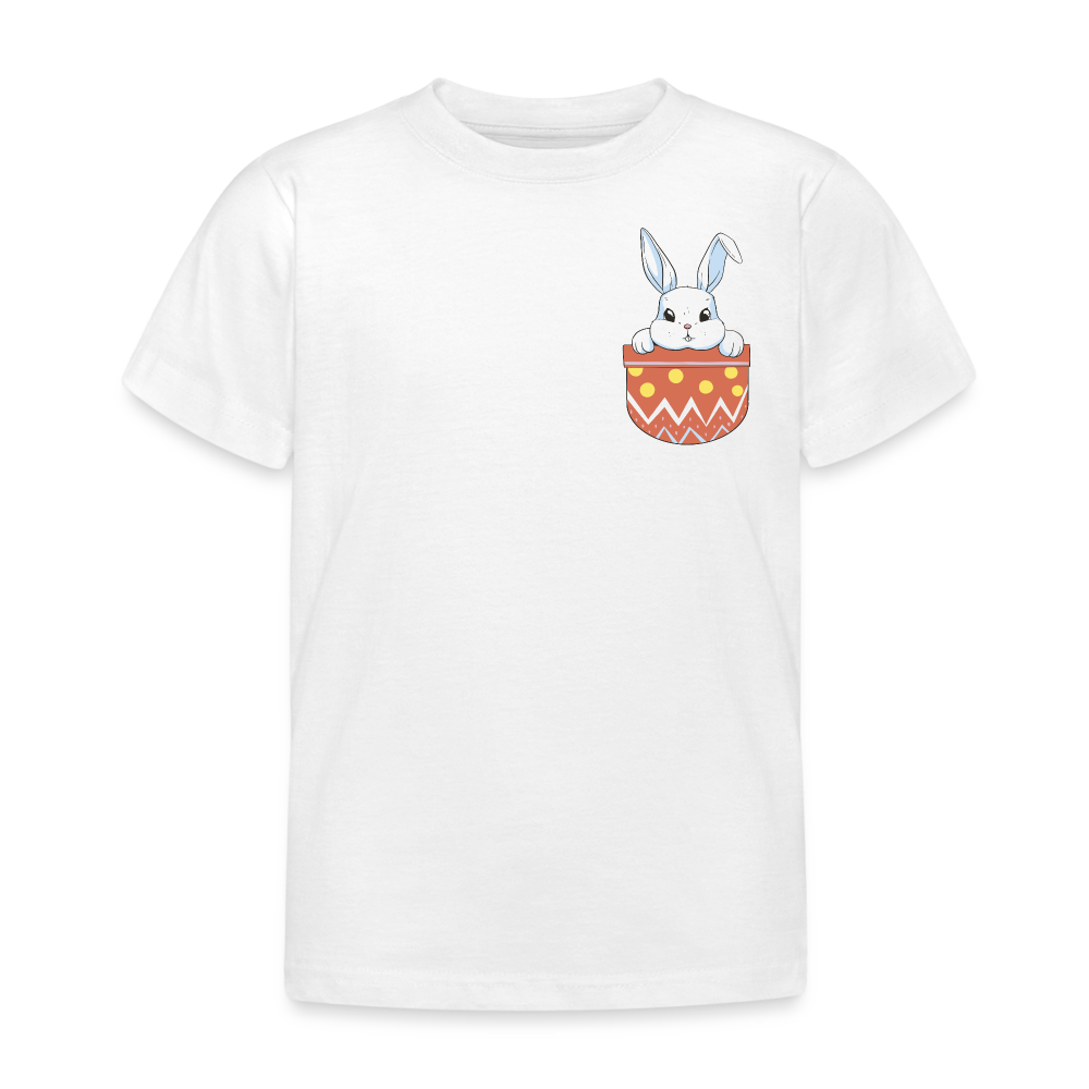 Kinder T-Shirt "Hase in Brusttaschen-Optik" - weiß